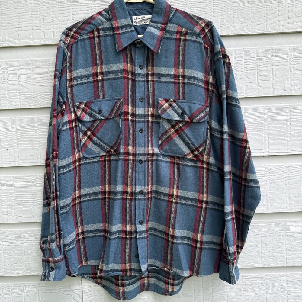 Vintage Sears Roebuck And Co Wool‎ Blend Flannel Men's Large Tall Blue